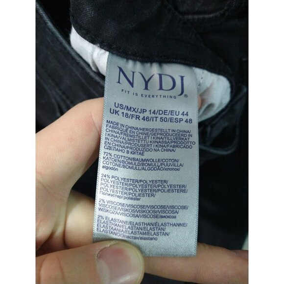 NYDJ Jeans Womens 14 Black Denim Slim Bootcut Lift Tuck High Rise Stretch - Picture 8 of 10